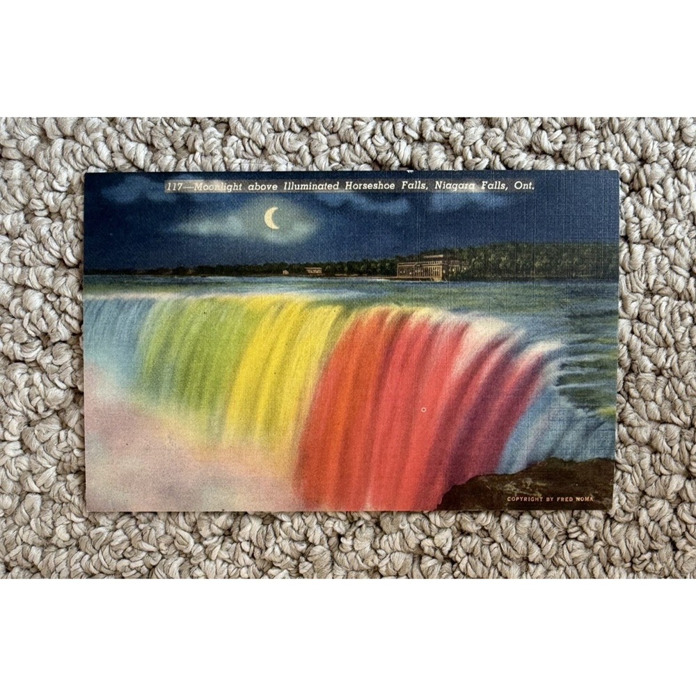 Vtg Postcard 117 Illuminated Niagara Falls By Moonlightβ - Niagara Falls Museum